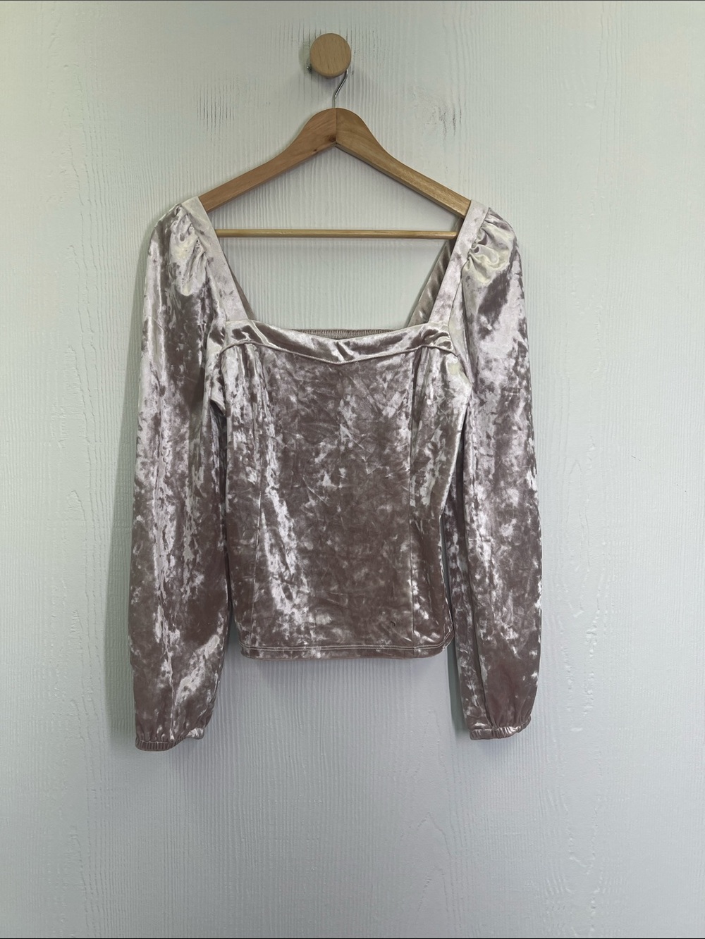 Anthropologie - Jessima Light Pink Square Neckline Long Sleeve Velvet Blouse M - Picture 7 of 10